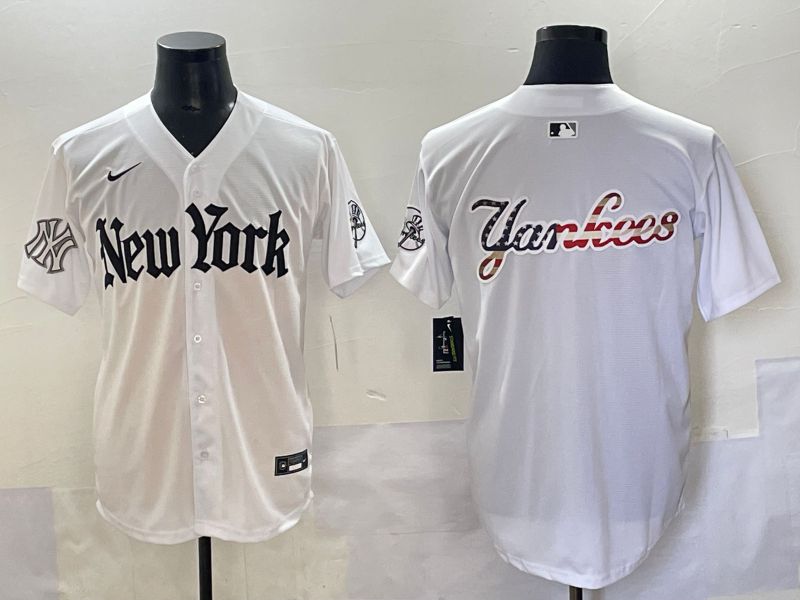 Men 2025 New York Yankees Blank White Five generations Joint Name Nike MLB Jersey style 114